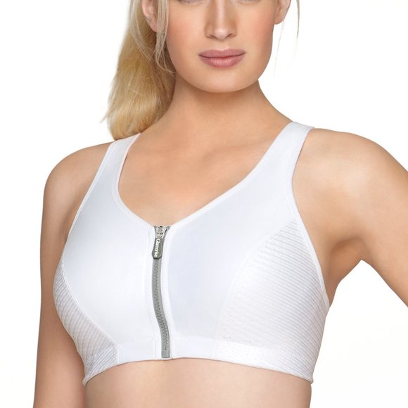 Glamorise SPORT Bra 32DD (HIGH-IMPACT) Wicks (RACERBACK) T-Back Zip-Up White NEW - Picture 8 of 16